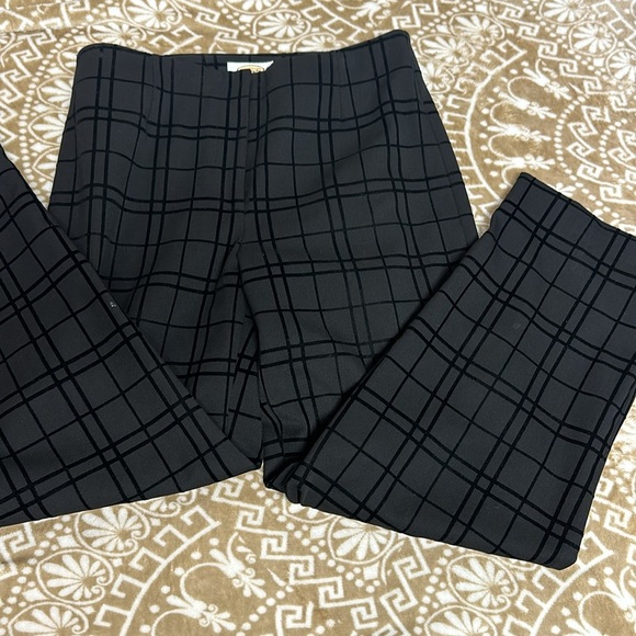 Talbots Stretch Fit Windowpane Black Plaid Pants Velvet Checks Sz 6 - Picture 3 of 7